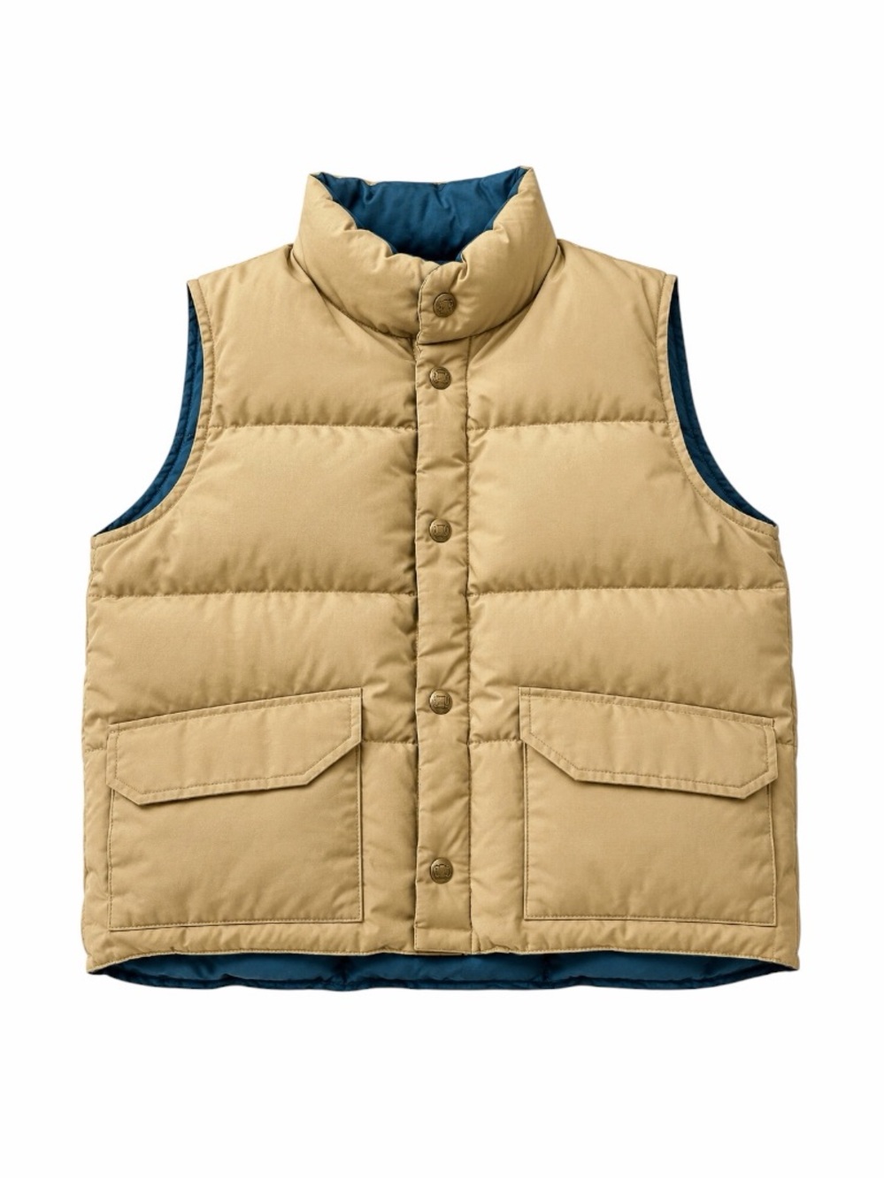 Vintage 80s Woolrich Puffer Down Insulated Snap Vest Tan Brown Mens Large USA
